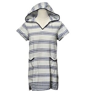 Vineyard Vines Tunic Dress Girls Large Hooded Striped Short Sleeve Pockets‎